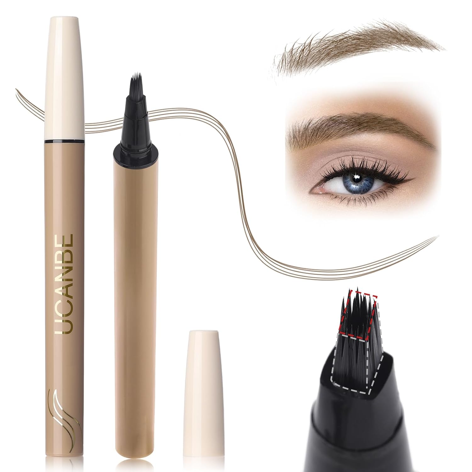 UCANBE Microblading Brow Fection Brow Eyebrow Pencil – Angled Brush Tip, Wild Natural Hair-Like Strokes, Patented Design, Long-Lasting & Smudge-Proof
