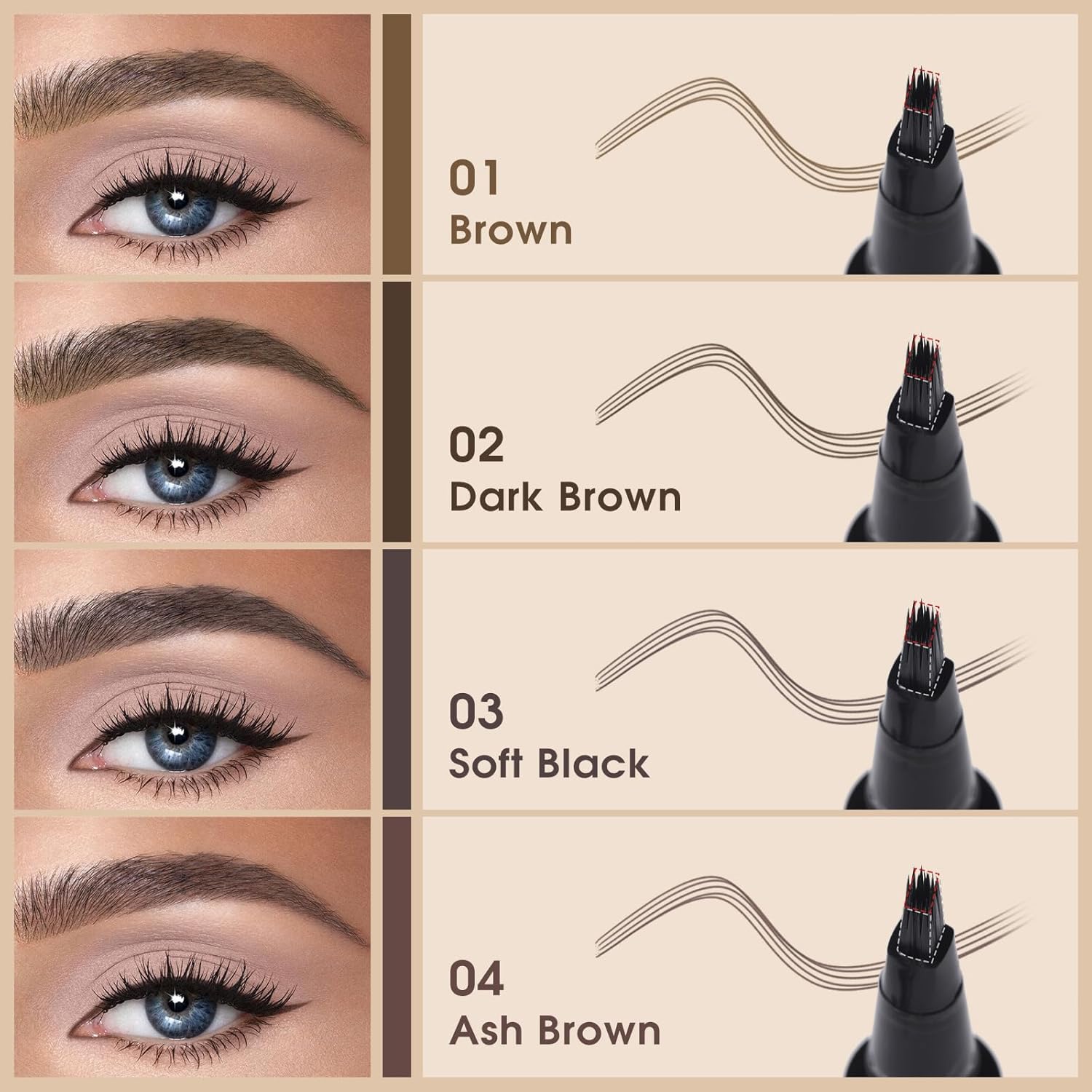 UCANBE Microblading Brow Fection Brow Eyebrow Pencil – Angled Brush Tip, Wild Natural Hair-Like Strokes, Patented Design, Long-Lasting & Smudge-Proof