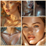 UCANBE 3 Pcs Face Body Glitter Liquid Highlighter Illuminator Dewy Drops with Makeup Brush