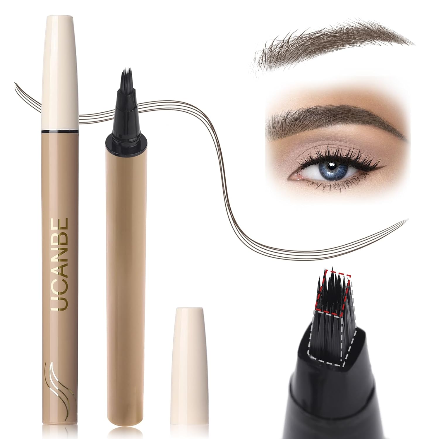 UCANBE Microblading Brow Fection Brow Eyebrow Pencil – Angled Brush Tip, Wild Natural Hair-Like Strokes, Patented Design, Long-Lasting & Smudge-Proof