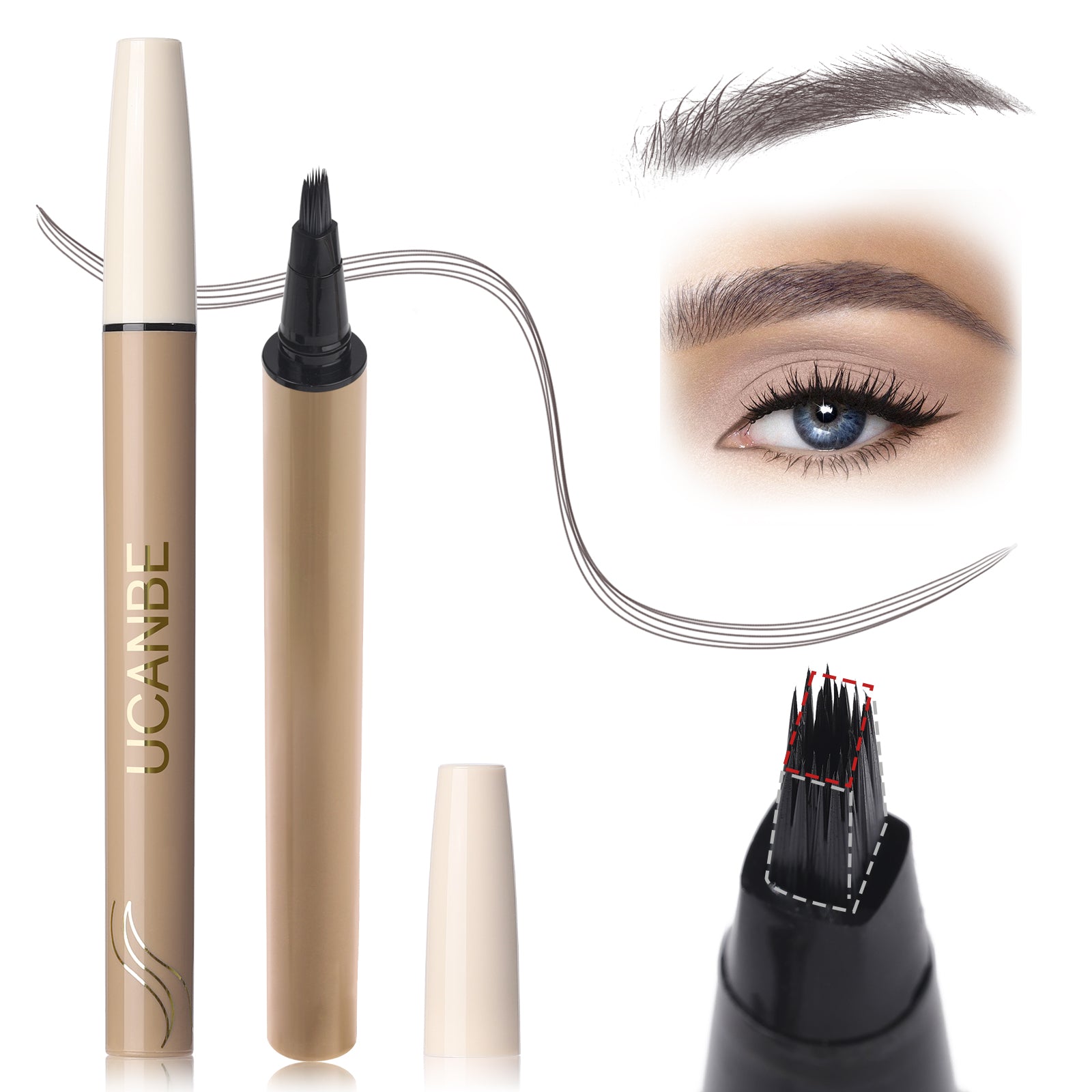 UCANBE Microblading Brow Fection Brow Eyebrow Pencil – Angled Brush Tip, Wild Natural Hair-Like Strokes, Patented Design, Long-Lasting & Smudge-Proof