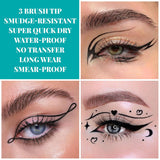 UCANBE 3pcs Black Liquid Eyeliner Kit Included 3 Brush Tip for Ultra Precision, Quick Drying, Smooth Glide, Smudge-Resistant, Waterproof Pigmented Up To 24 Hours Liquid Liner Eye Makeup Set