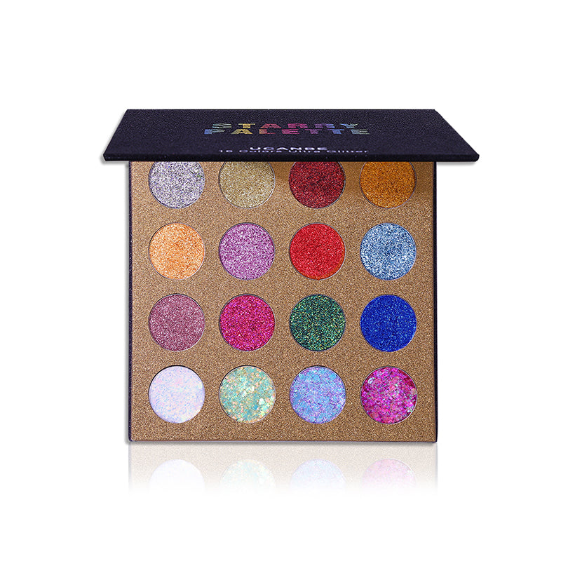 UCANBE STARRY PALETTE Professional 16 Colors - Chunky & Fine Pressed  Glitter Eye Shadow Powder Makeup Pallet Highly Pigmented Ultra Shimmer for  Face Body