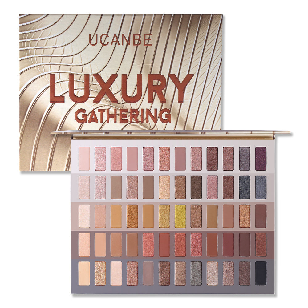 UCANBE 60 Colors Luxury Gathering Eyeshadow Palette, Warm Neutral Matte  Glitter Shimmer Smokey Eye Shadows Cosmetic Gift Set